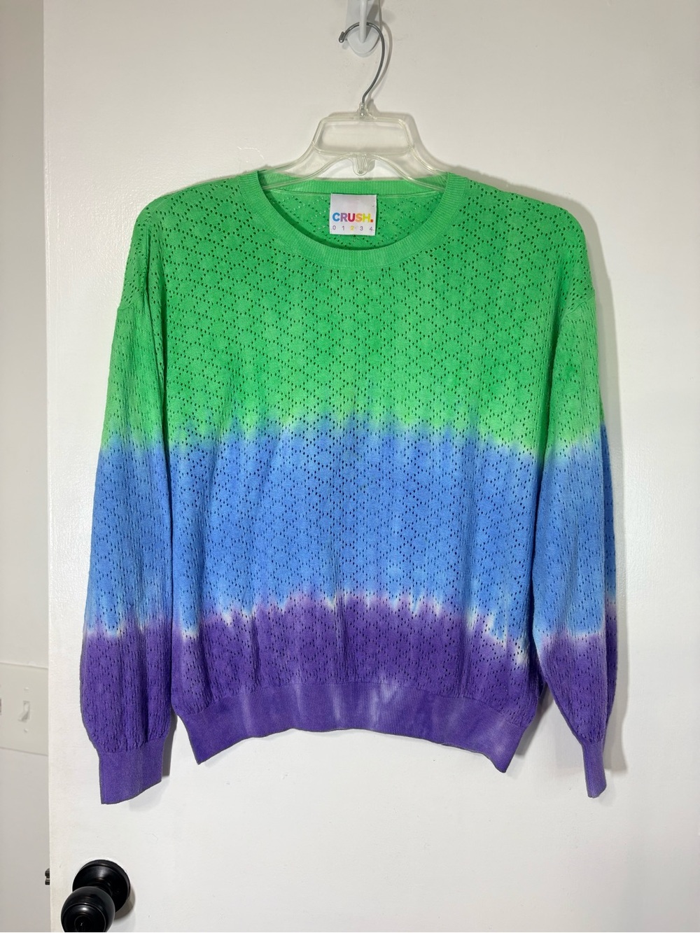 Crush Women’s Ombré Tie Dyed  Cotton Silk Cashmere Blend Multicolor Top Sz 2/M - Picture 2 of 10